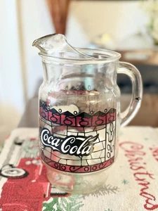 Brocca in vetro stile vetro colorato Coca Cola vintage altezza 9 pollici decanter - Foto 1 di 4