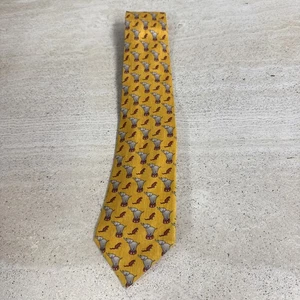 Hermes Silk Neck Tie Yellow Circus Elephant Pattern - Picture 1 of 6