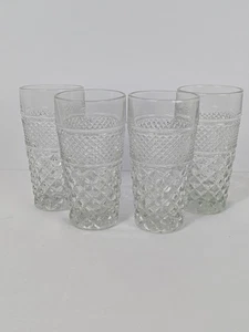 Set 4 VINTAGE WEXFORD 6.25" WATER ICE TEA GLASSES DIAMOND CUBIST PATTERN - Picture 1 of 5