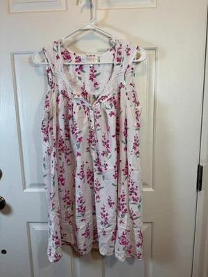 Camisón Eileen West Floral Algodón Algodón Rosa Volantes Encaje Talla M Foto 1 de 4