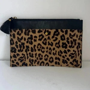 Pochette J Crew stampa leopardata/porta tutta pelle oro cerniera pochette - Foto 1 di 6
