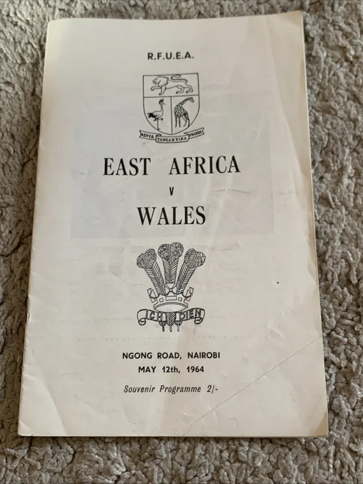 Vintage East Africa v Wales Nairobi May 12th 1964 Rugby Programme Rare - Image 1 of 4