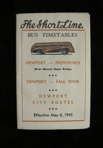 ORIGINAL BUSFAHRPLÄNE IM TASCHENFORMAT 1945. THE SHORTLINE NEWPORT PROVIDENCE RI - Bild 1 von 3