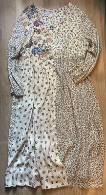 Maxi Vestido Vintage Cottagecore Fairycore Crema Floral Manga Larga Talla 18 Foto 1 de 4