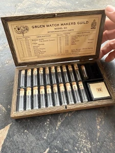 Box Of Miscellaneous Watch Parts In Tubes VTG Gruen 833 - Picture 1 of 7