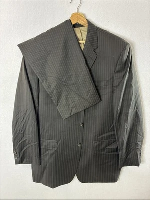 Calvin Klein Suit Mens 46L Brown Pinstripe 3 Button 100% Wool-Laine 38x34 Pants - Image 1 of 4