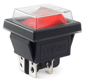 Wippenschalter mit Wasserdichte Abdeckung Geräteschalter, 2 polig (4pin) 16A 250 - Picture 1 of 7