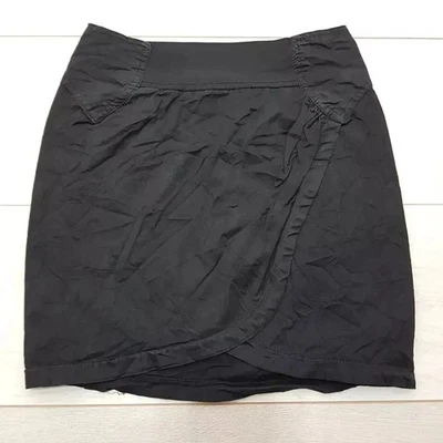 BERSHKA Smart Cotton Pencil Skirt Size S 8-10 Short Black Stretch Elastic Waist - Image 1 of 4
