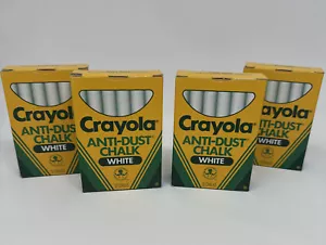 NOS Vintage 1988 Crayola Binney & Smith White Anti-Dust Chalk 4 Boxes of 12 New - Picture 1 of 3