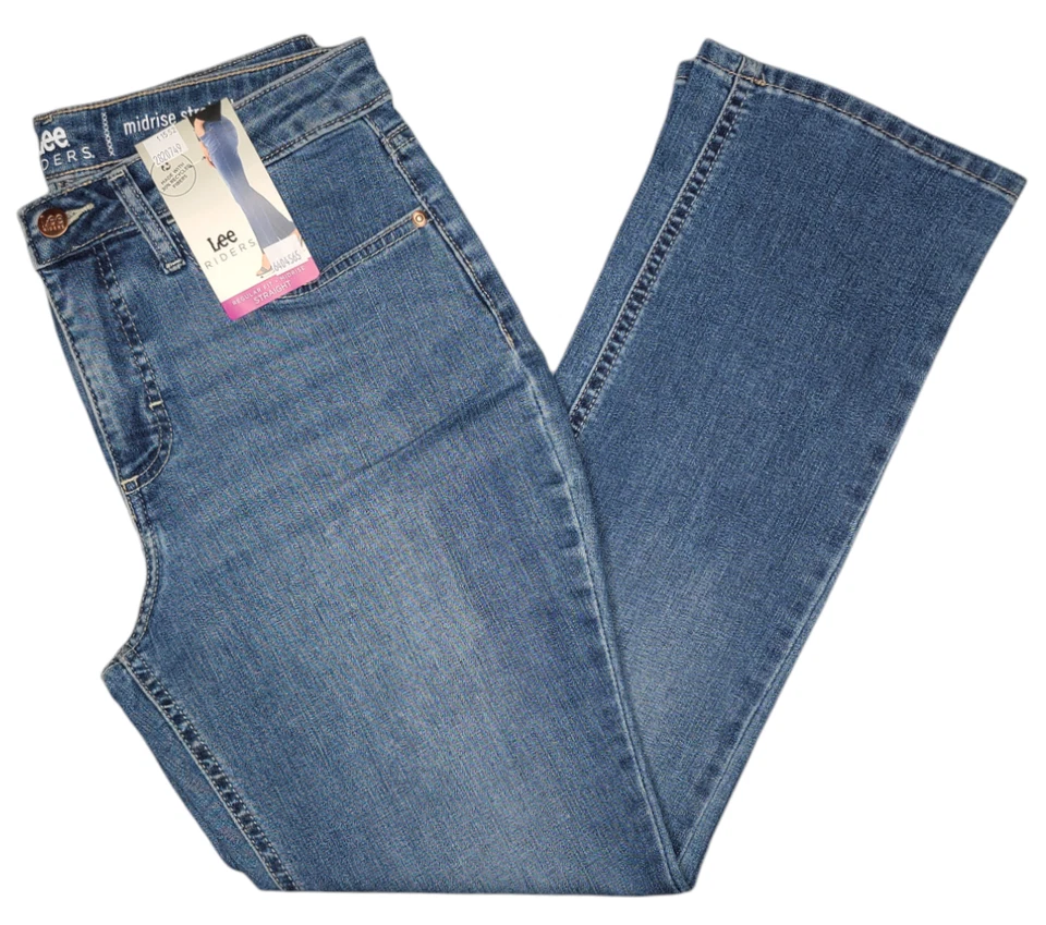 Lee Riders Women's Midrise Straight Jean Midwash Size 6 Petite 6P