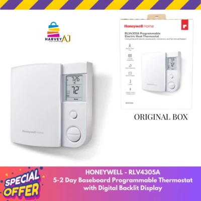 Honeywell RLV4305A 5-2Day Programmable Thermostat Digital Backlit Display - Image 1 of 4