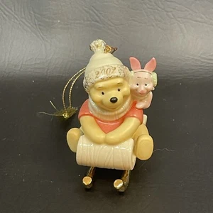 2002 Schlittenfreunde Ferkel Disney Weihnachtsschmuck Lenox Winnie Puuh - Bild 1 von 7