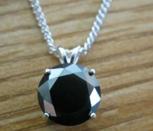 3.45ct 100% REAL EARTH MINED NATURAL BLACK DIAMOND NECKLACE, CERTIFICATE,PENDANT - Picture 1 of 5
