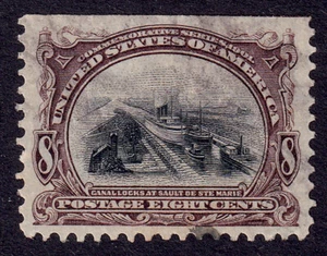 US Scott 298, 1901 Canal Locks at Ste. Marie, 8c brown violet/blk, FINE USED - Picture 1 of 1