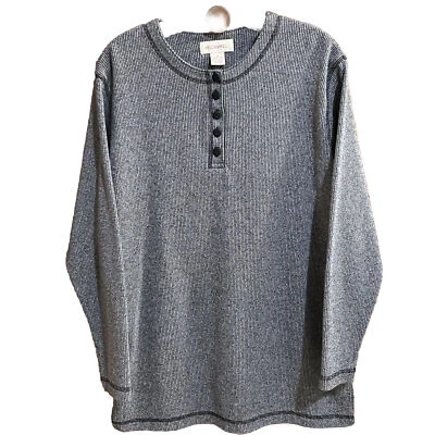 Bechamel M Térmico Waffle Rayas-Henley-Manga Larga 5 Cuartos Botón -NUEVO SIN ETIQUETAS Foto 1 de 4