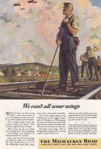 1944 Milwaukee Road: We Can't All Wear Wings Vintage Print Ad - Picture 1 of 1