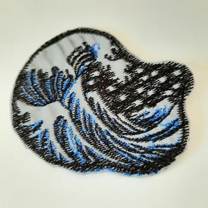 Waves and stars iron on reflective embroidered patch - Picture 1 of 4