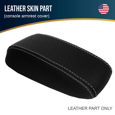 Fits 95-98 Mazda Protege Carbon Console Armrest Lid Cover Gray Stitch  - Image 1 of 4