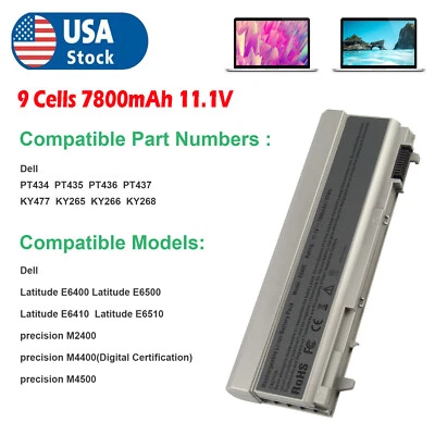 ✅9 Cells PT434 Battery For Dell E6400 E6410 E6500 E6510 M2400 M4400 M4500 4M529✅ - Image 1 of 4