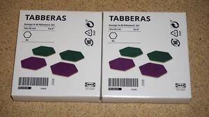 (2 Set) IKEA Coasters Tabberas Cork/green/lilac purple 4 Pack 4"x4" 105.520.05 - Picture 1 of 3