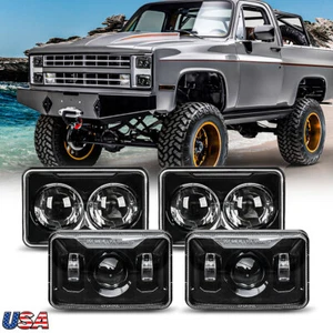 Newest 4pcs 130W 4x6"inch Led Projector Headlights for chevy k5 blazer 1981-1986 - Foto 1 di 11