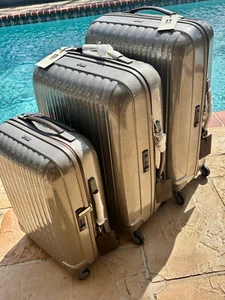 NWT Hartmann Innovaire 3 pc Set Ivory Gold Long Medium Carry On Spinner ($2065) - Picture 1 of 12