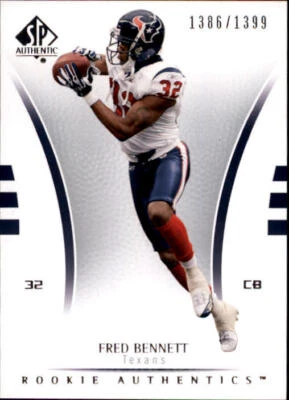 B0364- 2007 SP Authentic #121 Fred Bennett RC /1399 - NM-MT - Image 1 of 2