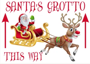Poster Opt Lamination Santa Father Christmas Grotto Sign Notice Arrow Direction - Picture 1 of 8