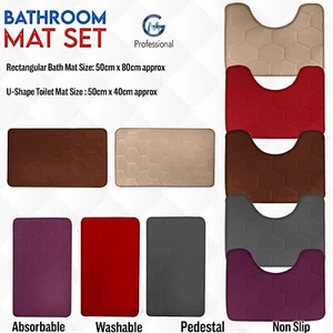 Juego de dos piezas de colchoneta de baño y pedestal antideslizante profunda lujosa pila de microfibra suave antideslizante - Imagen 1 de 12