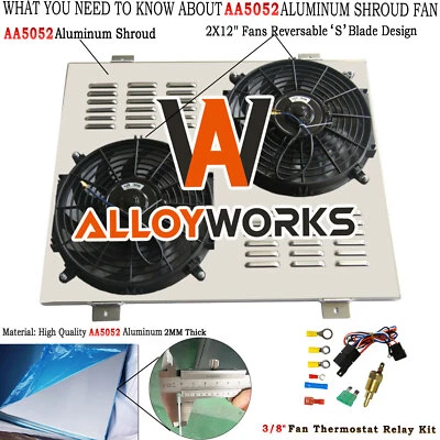 Aluminum Radiator Shroud Fans For 1991-1993 Dodge D250 D350 W250 W350 5.9L 1992 Foto 1 de 4