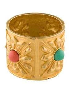 Bracciale Karl Lagerfeld Gripoix CUFF Goossens strass placcato oro largo Francia - Foto 1 di 12