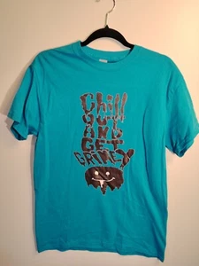Chill Out and Get Grimey Herren Baumwolle T-Shirt (M, Blau) - Picture 1 of 5