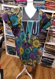 Two Tone African Ankara Cotton Nigerian Kaftan Bubu Dress NEW 💯 percent Cotton - Picture 1 of 8
