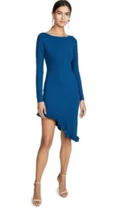 NWT Susana Monaco Long Sleeve Curved Ruffle Hem Dress Imperial Blue Size Small - Picture 1 of 6