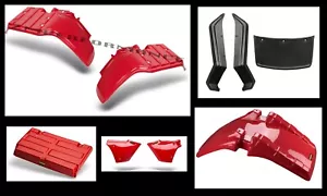NUEVO HONDA ATC250ES GRAN KIT DE GUARDABARROS ROJO PLÁSTICO CON ALETAS DE BARRO DELANTERAS Y TRASERAS - Imagen 1 de 1