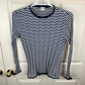 Women's Armani Collezioni Striped Blue White Top Long Sleeve Medium M - Picture 1 of 4