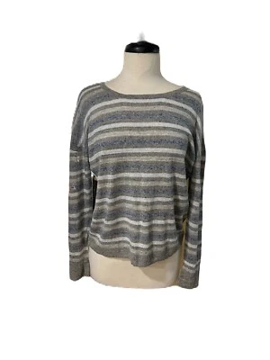 Suéter Rag & Bone Gris Rayas Lino Talla XS Reino Unido 6/8 Playa Boho Coastal Lagen Foto 1 de 4