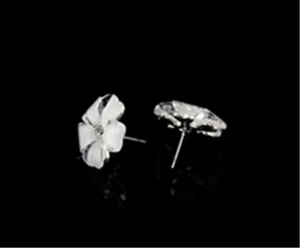 Cute Little White Flower Stud Earrings - Picture 1 of 6