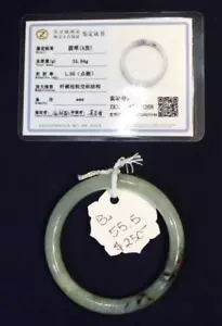 Jadeite Jade Ice Green w/ Floating Red & Blue Round Bangle w/ COA Burma Myanmar - Picture 1 of 2