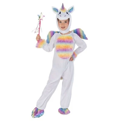 Niños Pequeños Arco Iris Unicornio Disfraz Alas Varita Niñas Lindo Body Traje 3-9 años Foto 1 de 4