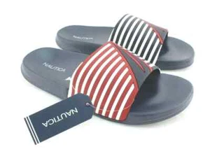 NWT Nautica Size 9 Port Americana Red White & Blue Stripe Women's Slides SANDALS - Imagen 1 de 3