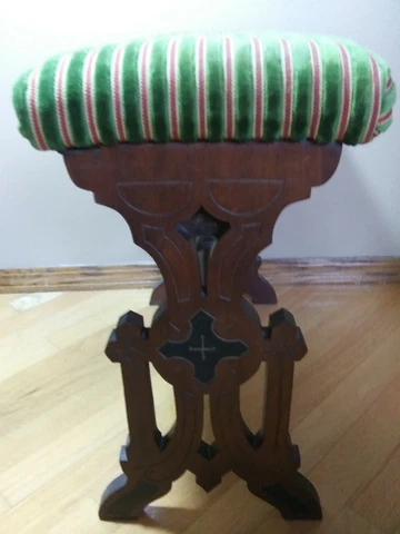 Vintage VICTORIAN EASTLAKE SLIPPER STOOL BENCH with storage under seat Cover