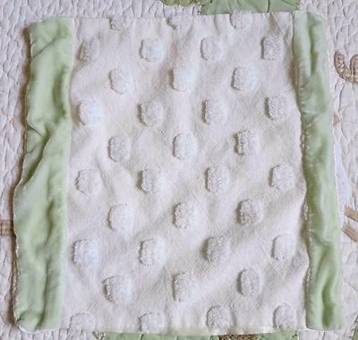 Little Giraffe Green Velvet Cotton Dots Baby Security Blanket Cream Satin Lovey - Image 1 of 3