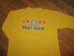 vtg 90s 00s PHAT FARM T SHIRT Long Sleeve Urban Streetwear Hip Hop Yellow 3XL - Picture 1 of 4