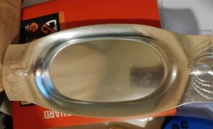 Vintage Kensington Aluminium Oval Servierplatte Brot Tablett Ananas Griffe - Bild 1 von 5