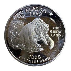 2008-S Gem Proof Silver Alaska Washington State Quarter K10147 - Picture 1 of 2