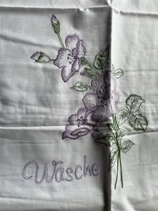 Wäschebeutel Wäschesack lila Blumen bestickt  - Bild 1 von 3