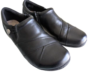 Clarks Collection Damen-Loafer 8.5E schwarz Leder Channing Ann Reißverschluss Absatz - Bild 1 von 9