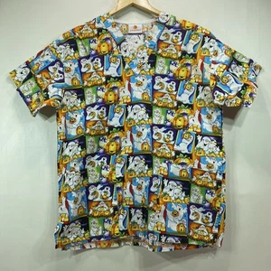 Peaches Scrubs Top Holiday Halloween Pumpkins Ghosts Short Sleeve Size Medium - Picture 1 of 8