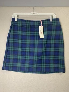 Falda Vineyard Vines Mujer Talla 8 Reloj Negro Tartán Cuadros Azul/Verde Mini Ponte - Imagen 1 de 7